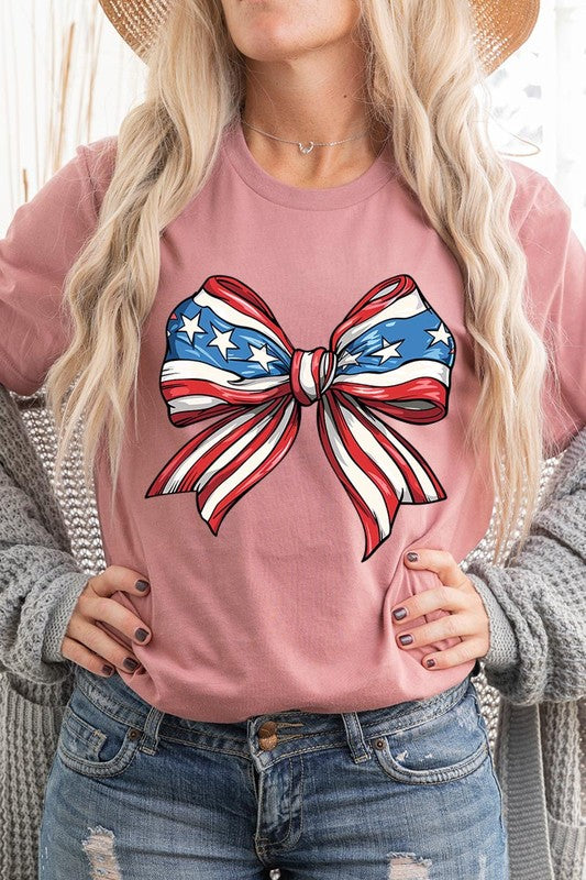 AMERICANA FLAG BOW TEE