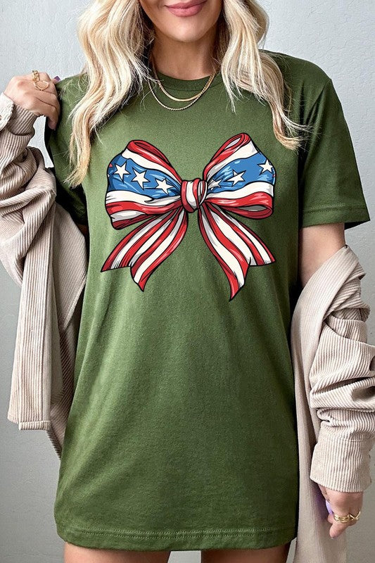 AMERICANA FLAG BOW TEE