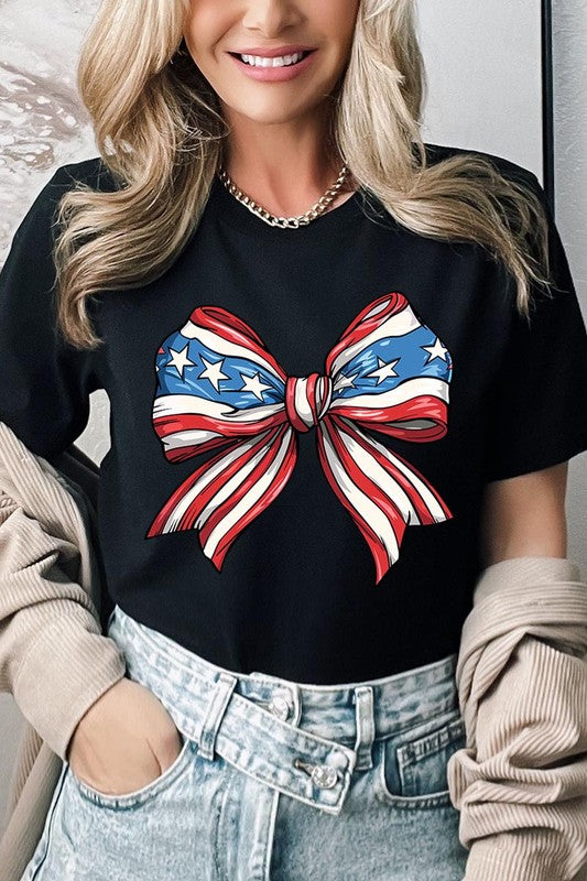 AMERICANA FLAG BOW TEE