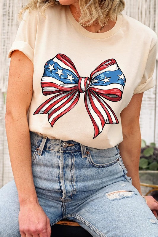 AMERICANA FLAG BOW TEE