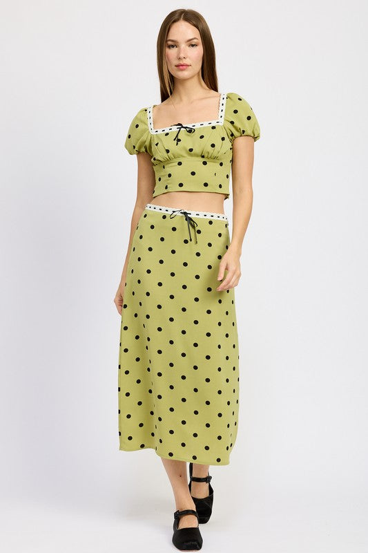 DOTTED DELIGHT LACE MIDI SKIRT