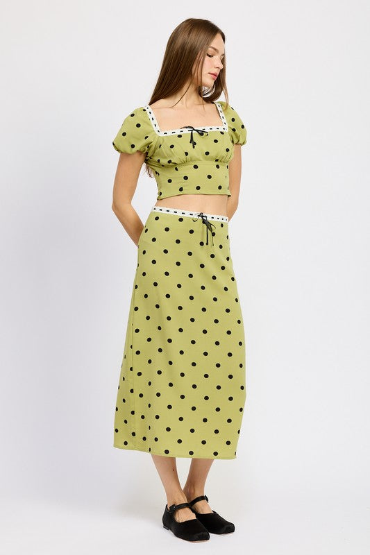 DOTTED DELIGHT LACE MIDI SKIRT