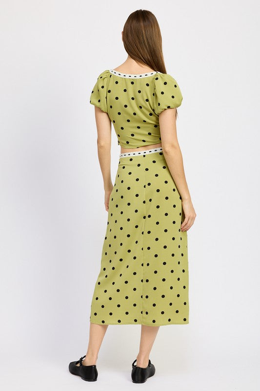 DOTTED DELIGHT LACE MIDI SKIRT