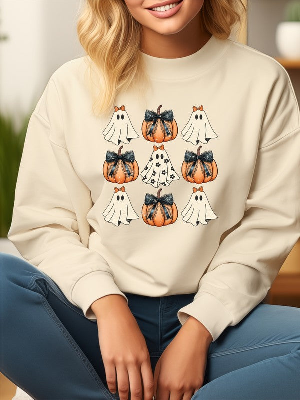 GHOSTLY CHARM HALLOWEEN SWEATSHIRT - CURVY