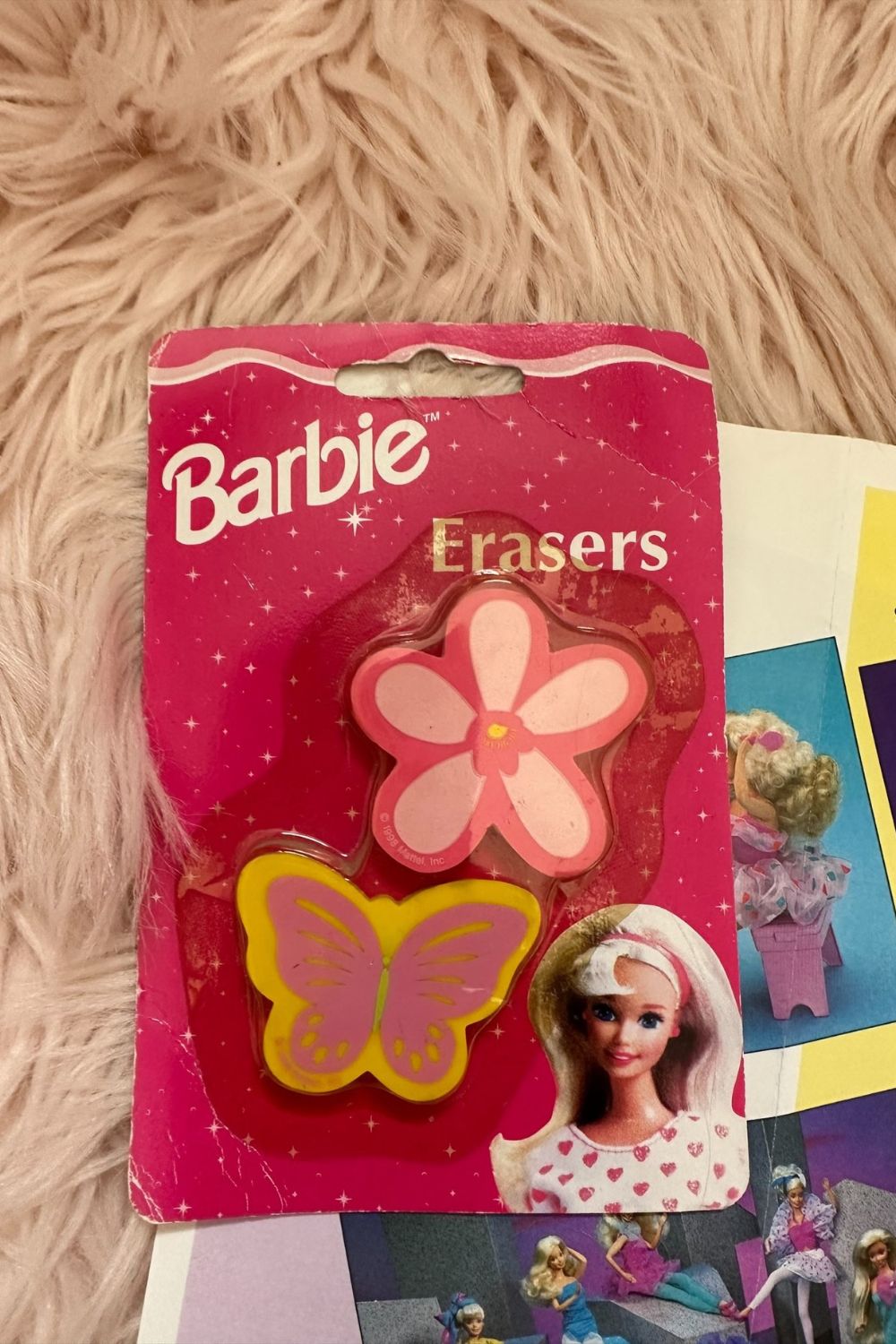 1998 BARBIE ERASERS- FLOWER AND BUTTERFLY*