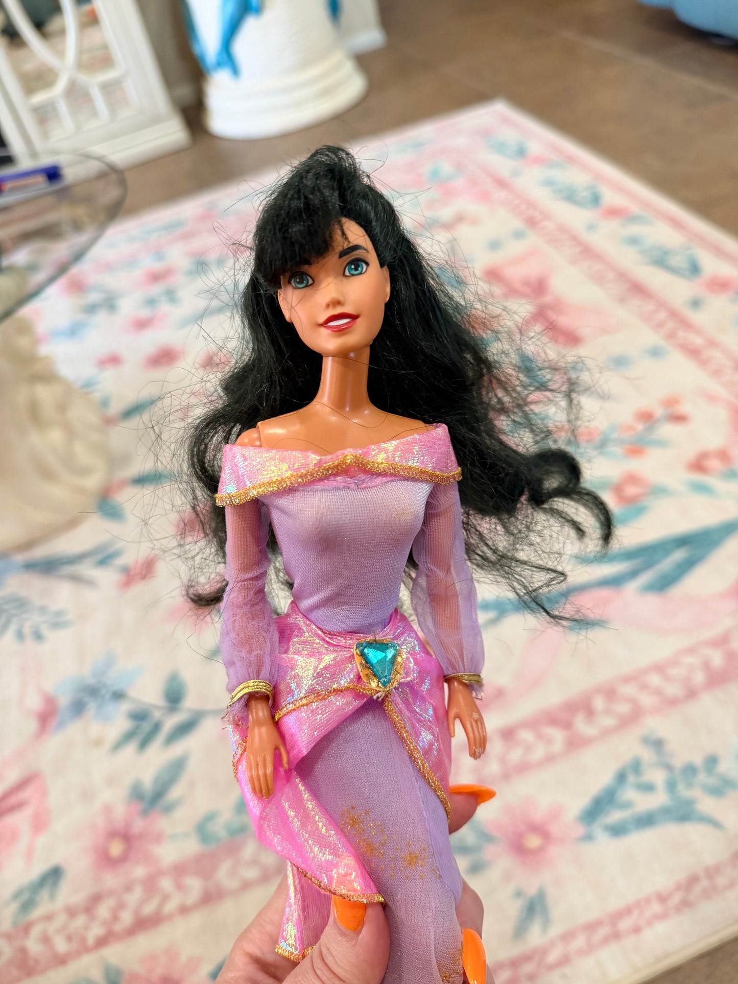 Esmeralda Barbie dressed in Princess Jasmine outfit