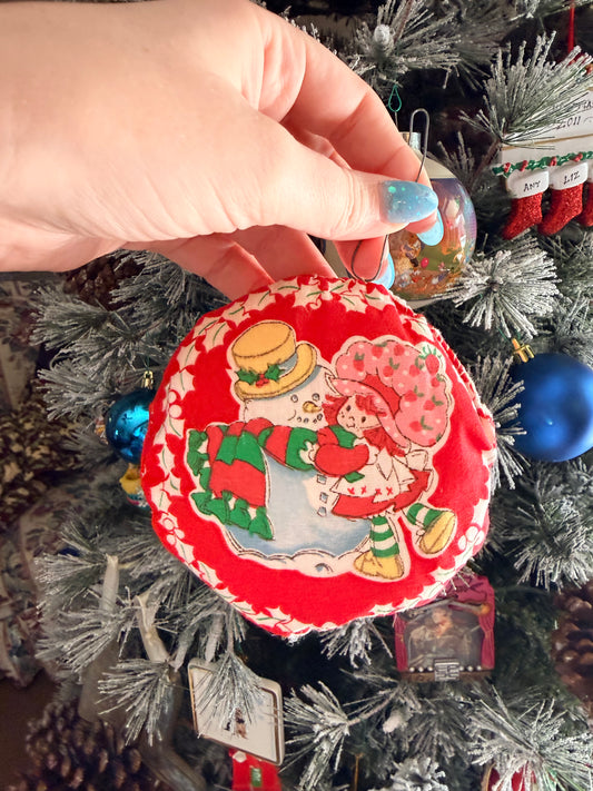Strawberry shortcake snowman ornament