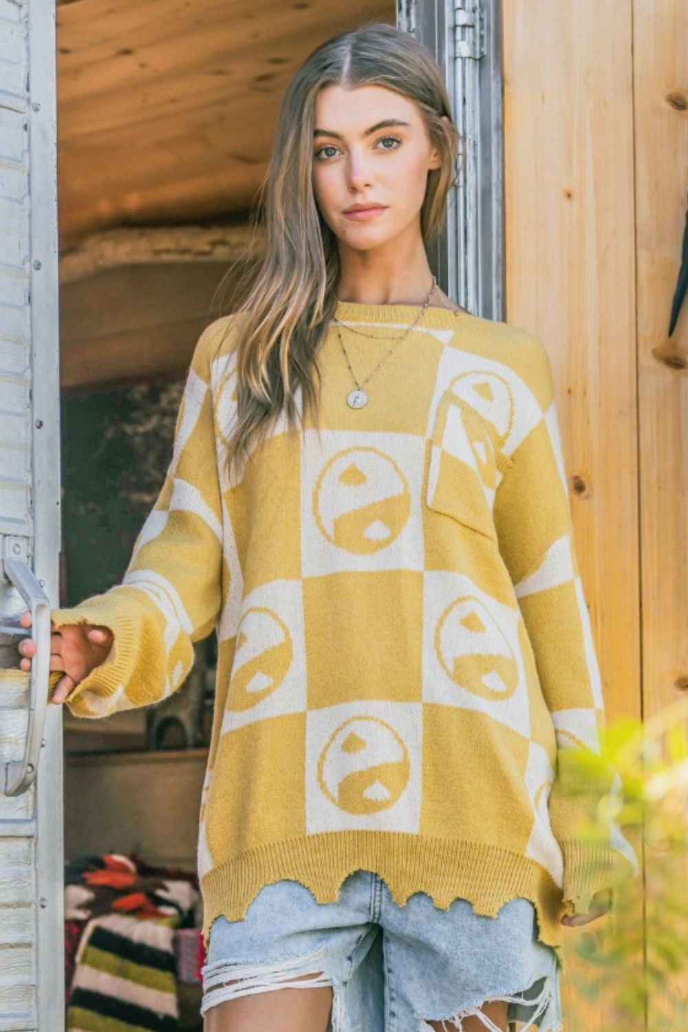 HARMONY CHECK SWEATER