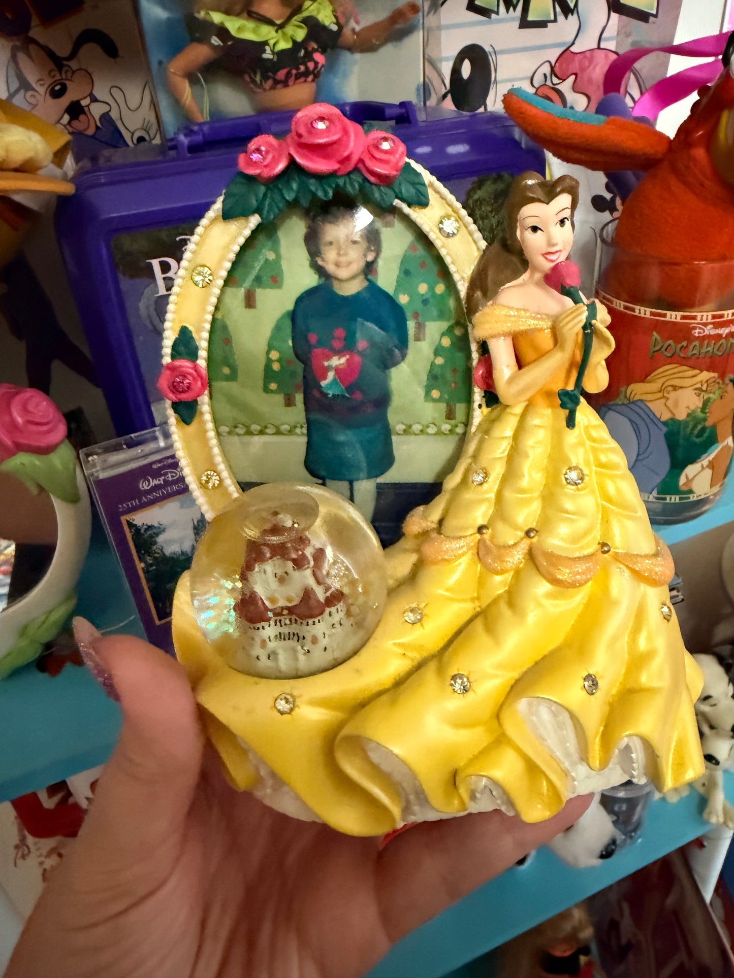 Beauty and the beast belle photo frame with globe