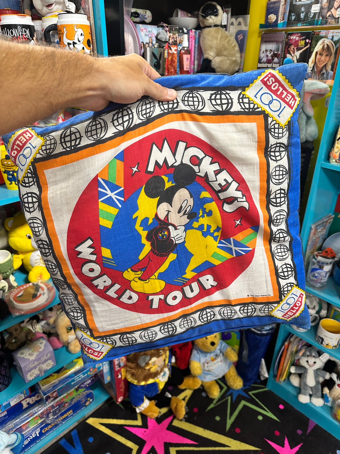 Vintage Mickey Mouse World Tour Pillow