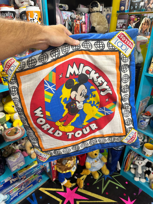 Vintage Mickey Mouse World Tour Pillow