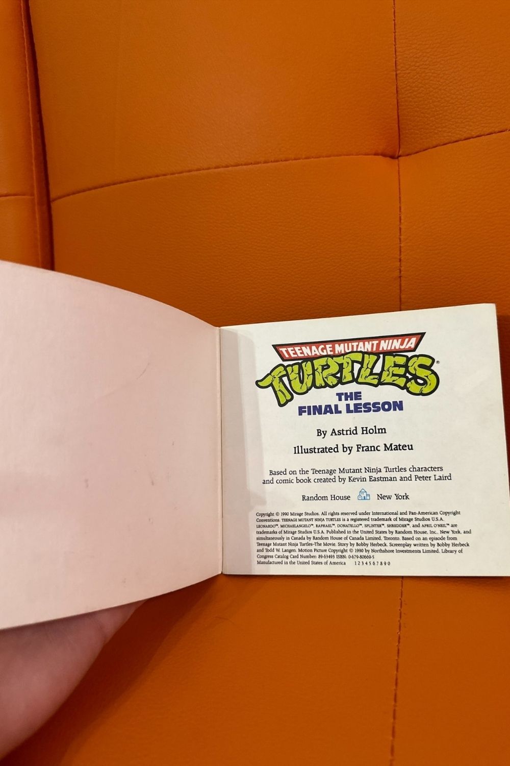 1990 TEENAGE MUTANT NINJA TURTLES - THE FINAL LESSON SMALL BOOK*