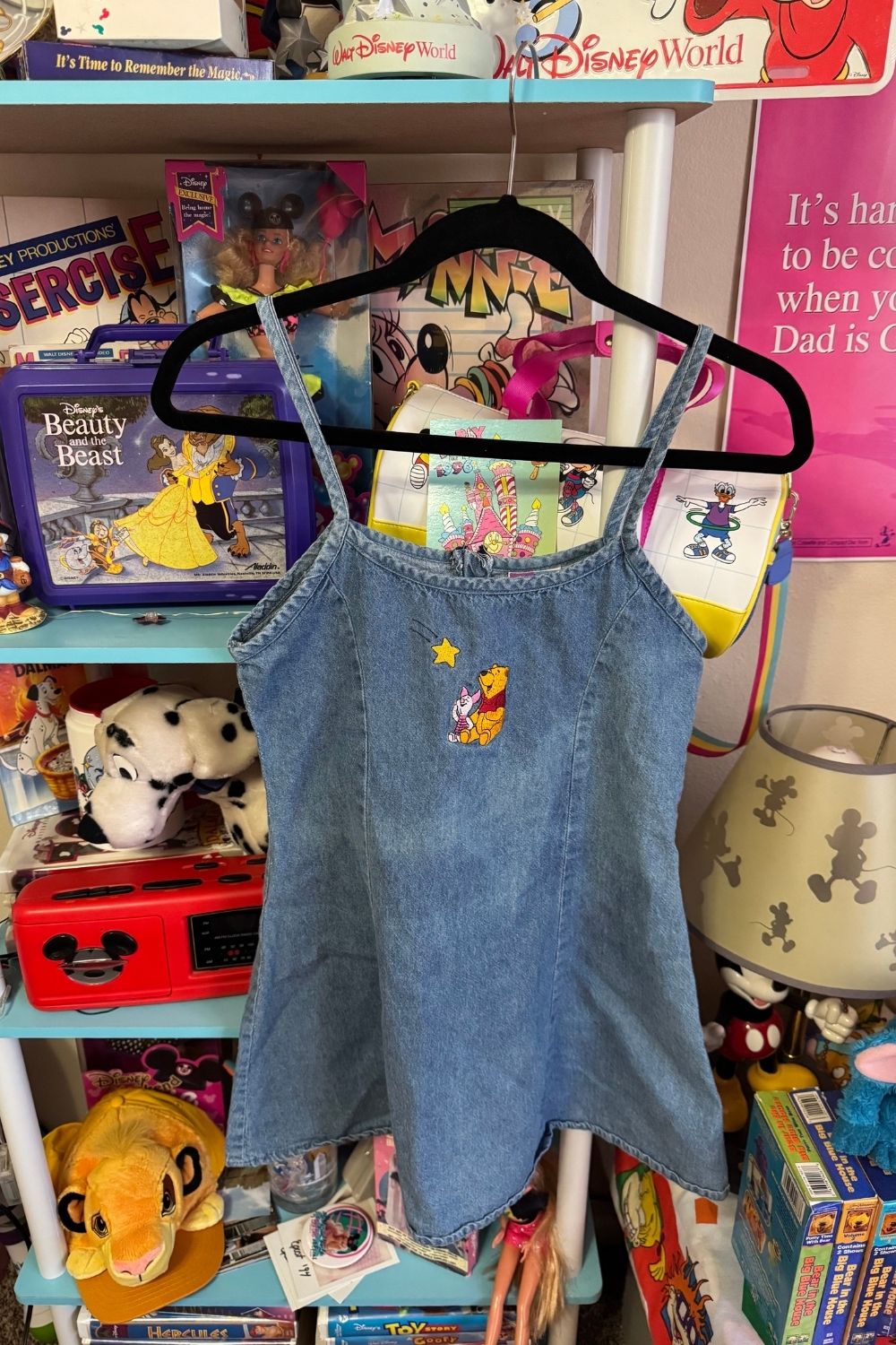 VINTAGE WINNIE THE POOH GIRLS DENIM DRESS - SIZE L*