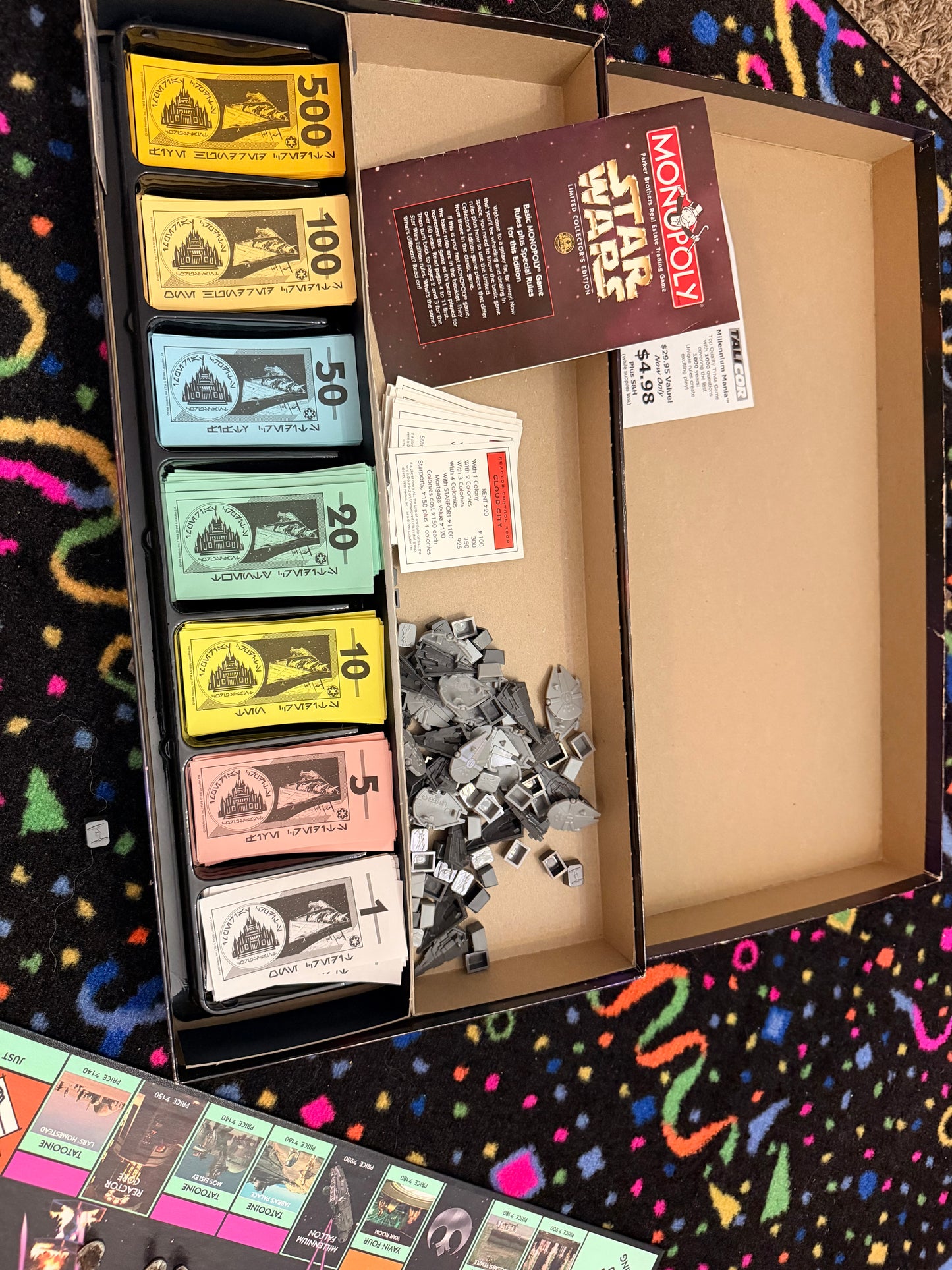 Star Wars Monopoly 1997 Limited Collectors 20th Anniversary Edition Opened game - with pieces