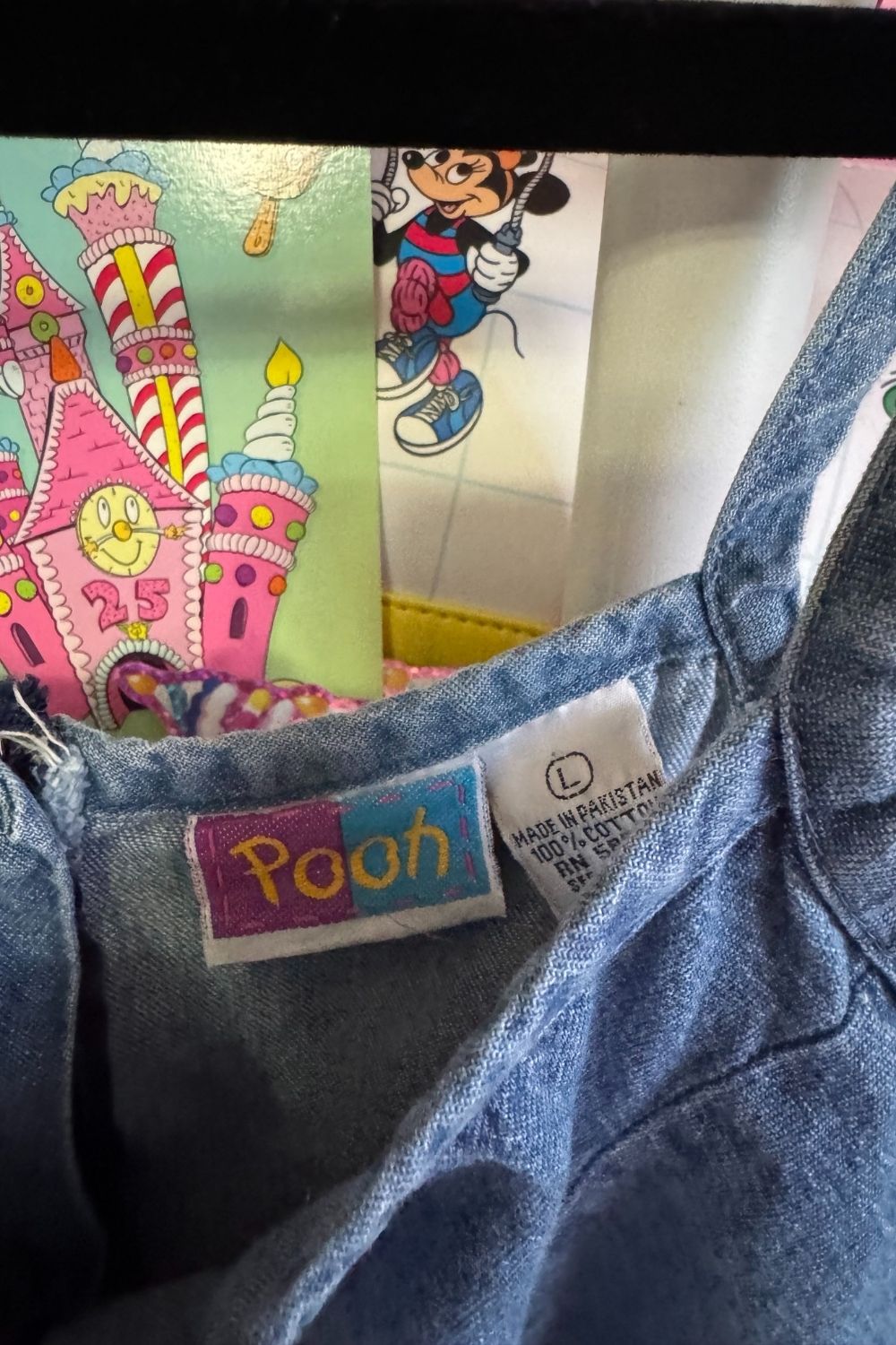 VINTAGE WINNIE THE POOH GIRLS DENIM DRESS - SIZE L*