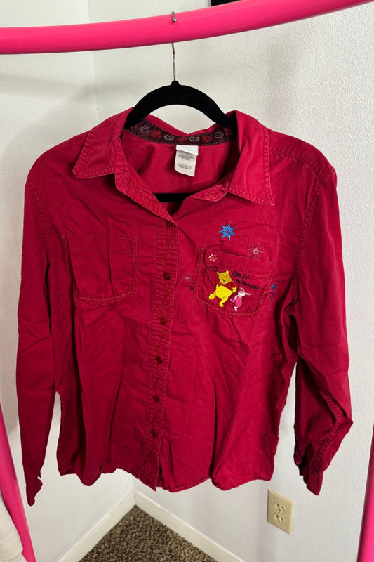 VINTAGE WINNIE & PIGLET RED TOP - L*