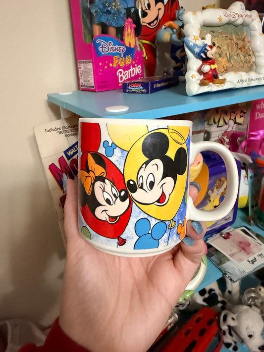 Vintage Disney balloons and faces mug