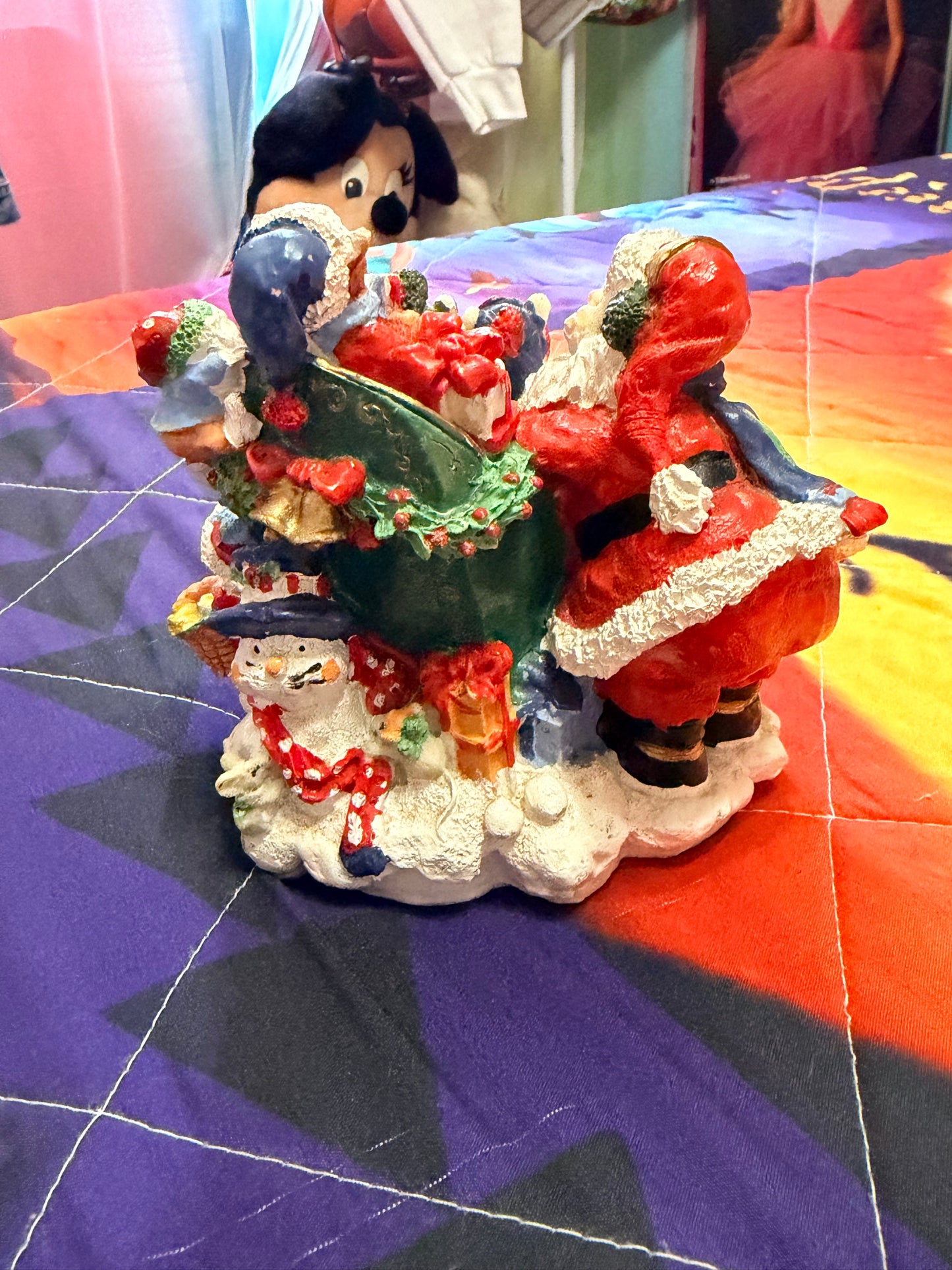 Santa and fur friends Christmas figurine