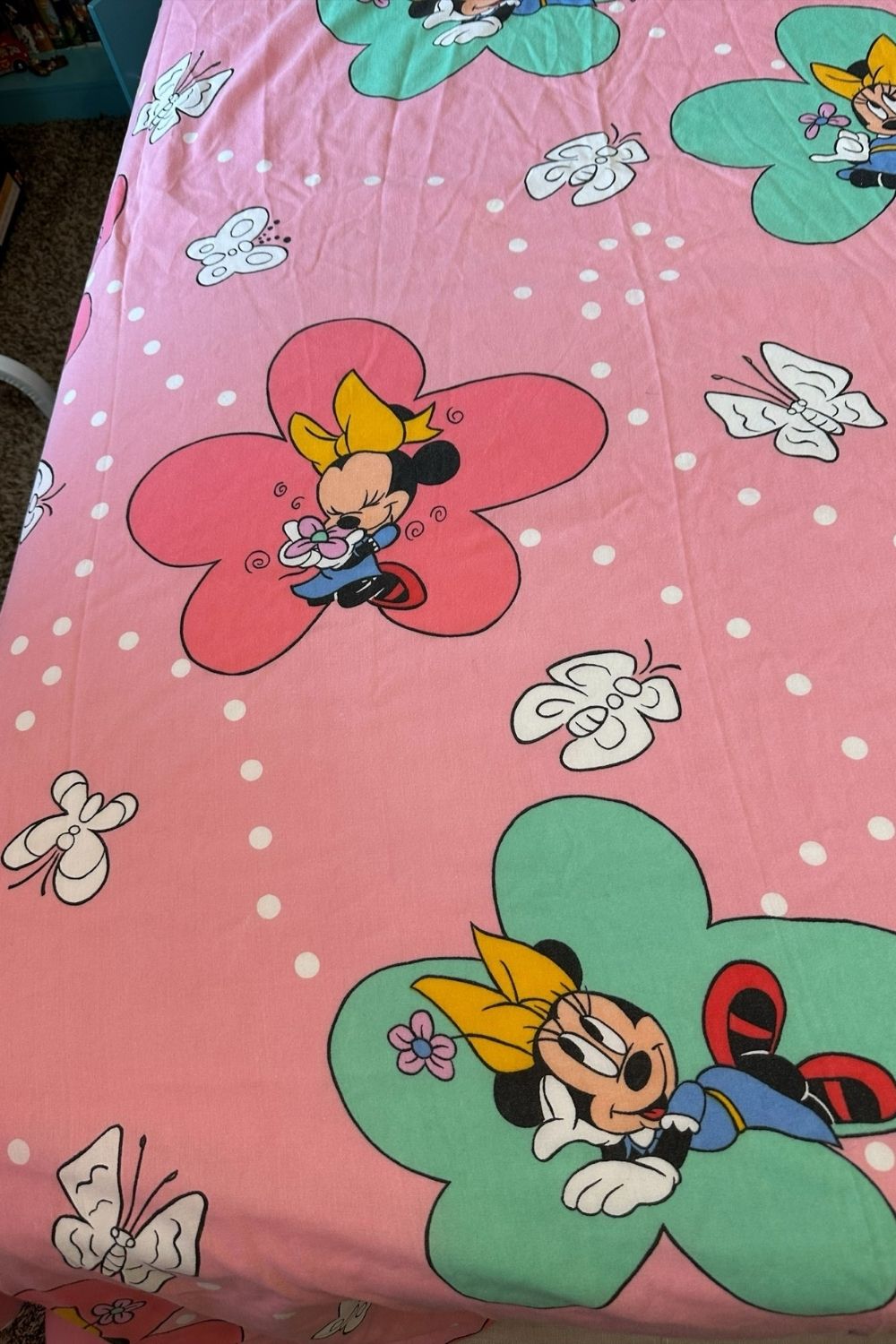 VINTAGE PINK MINNIE FULL SIZE FLAT SHEET*