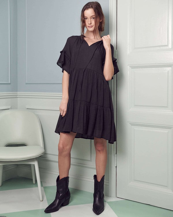 FRILLED TO THE BRIM TIERED MINI DRESS