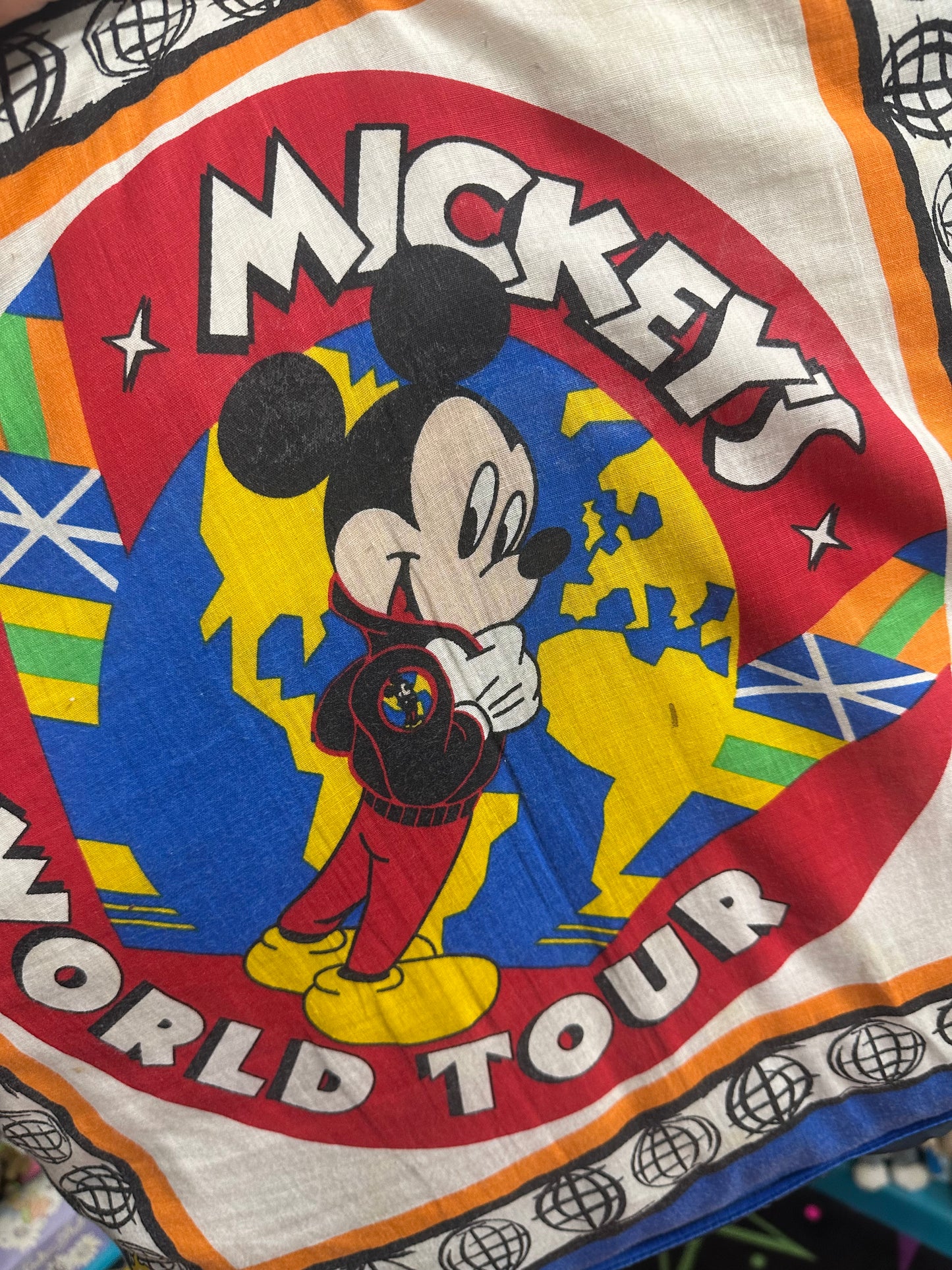 Vintage Mickey Mouse World Tour Pillow