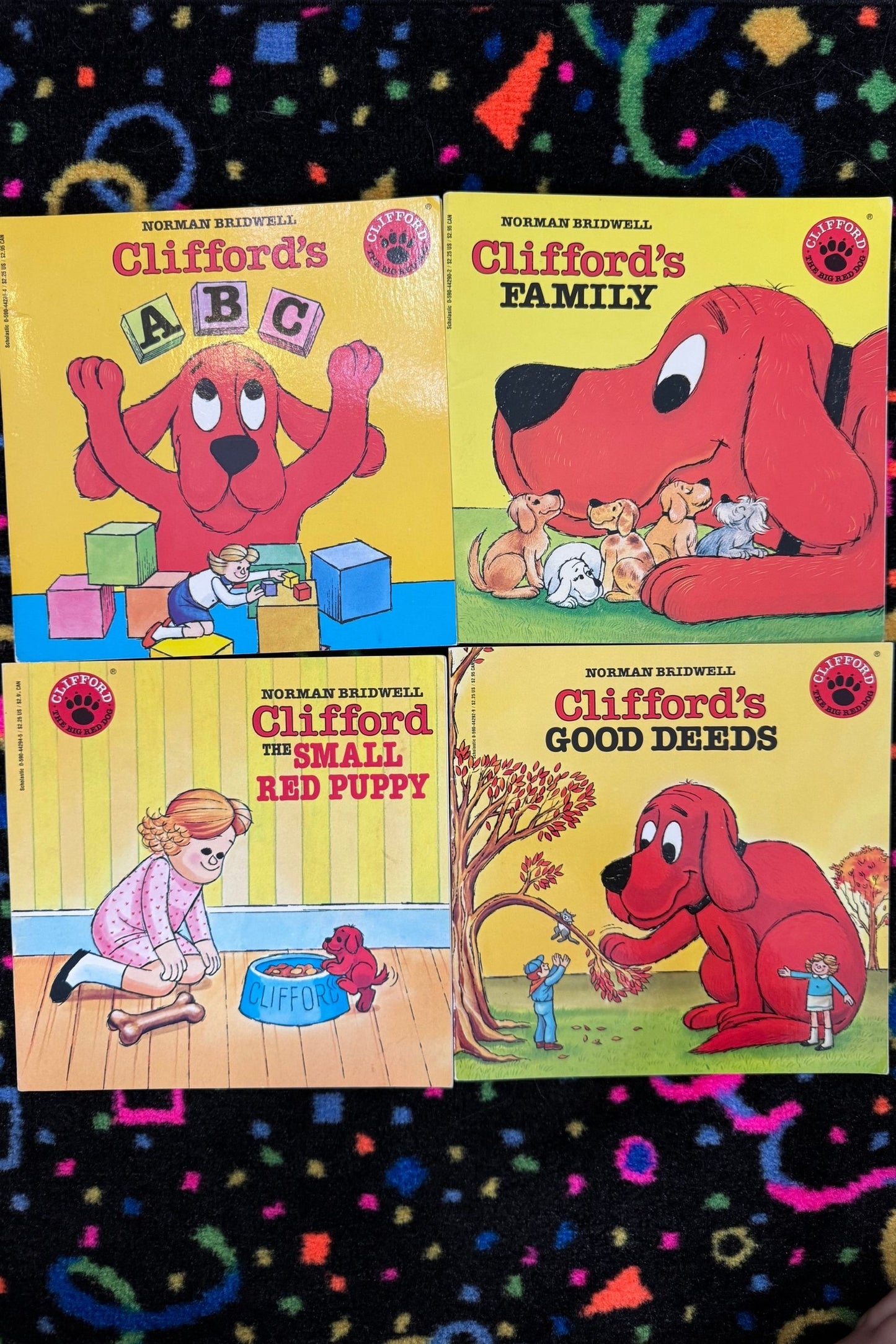 CLIFFORDS 4 BOOK BUNDLE - ABC, FAMILY, GOOD DEEDS, THE SMALL RED PUPPY*