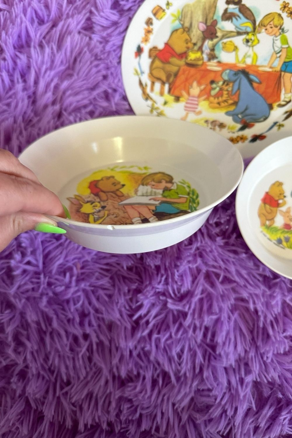 VINTAGE WINNIE THE POOH 3 PIECE PLATE AND BOWLS SET*