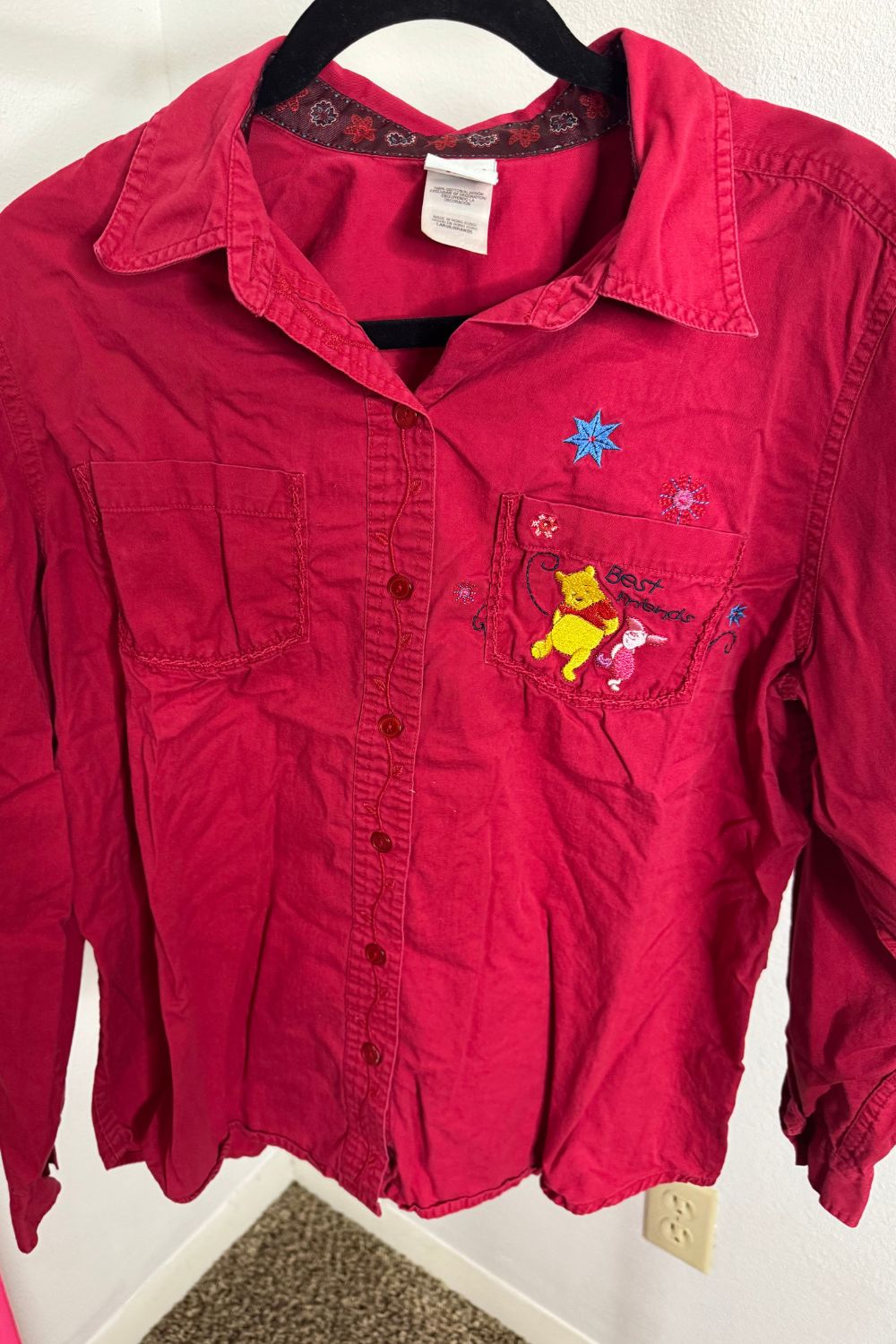 VINTAGE WINNIE & PIGLET RED TOP - L*