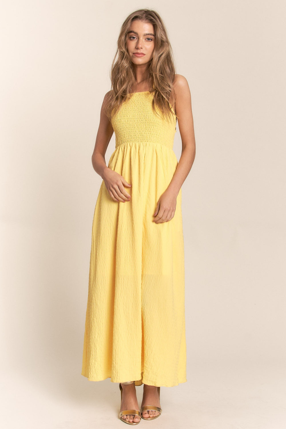 SUNSHINE SERENADE CRISSCROSS BACK TIE MAXI DRESS