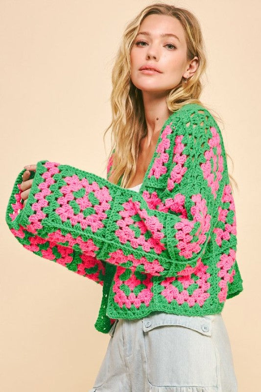 MERRY BLOOM CROCHET CARDI