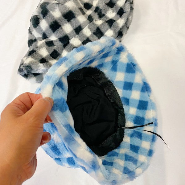 AZURE GINGHAM BUCKET HAT