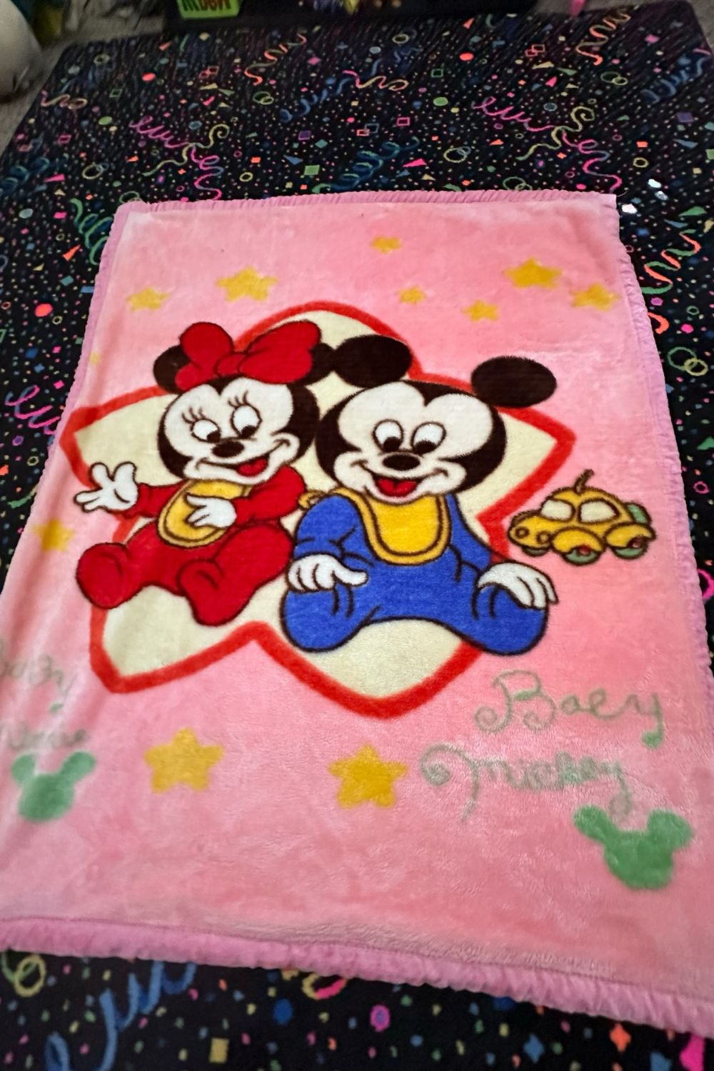 DOUBLE SIDED BABY MICKEY AND MINNIE/TEDDY BLANKET*