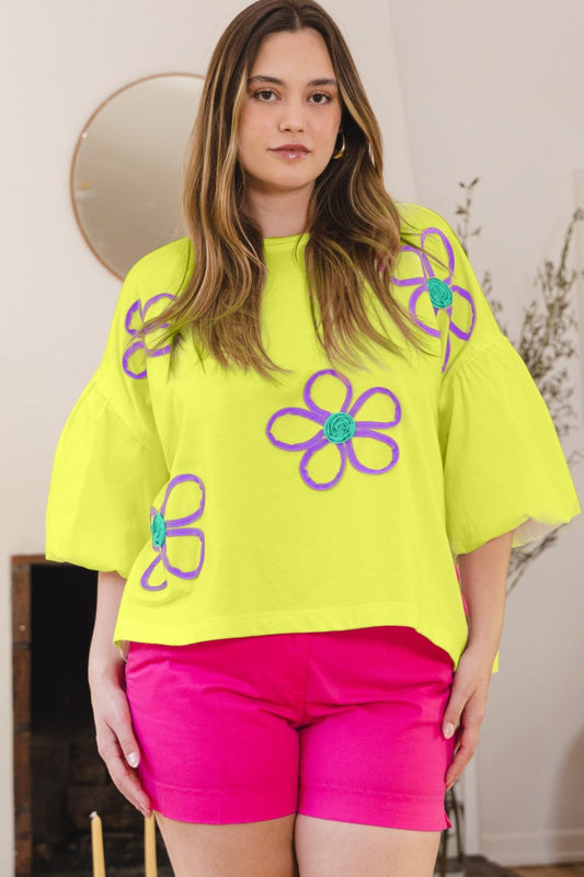 TROPICAL BLOOM EMBROIDERED TOP