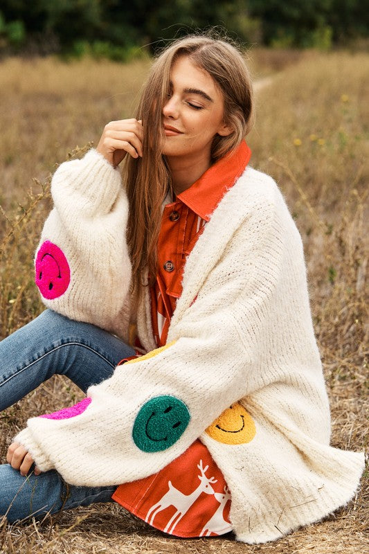 ALL SMILES AND COMFORT KNIT CARDI