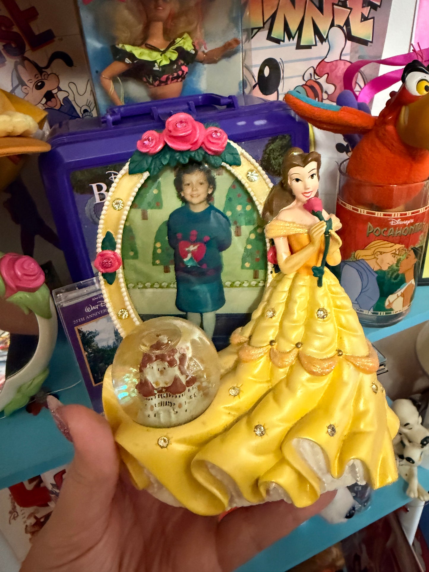 Beauty and the beast belle photo frame with globe