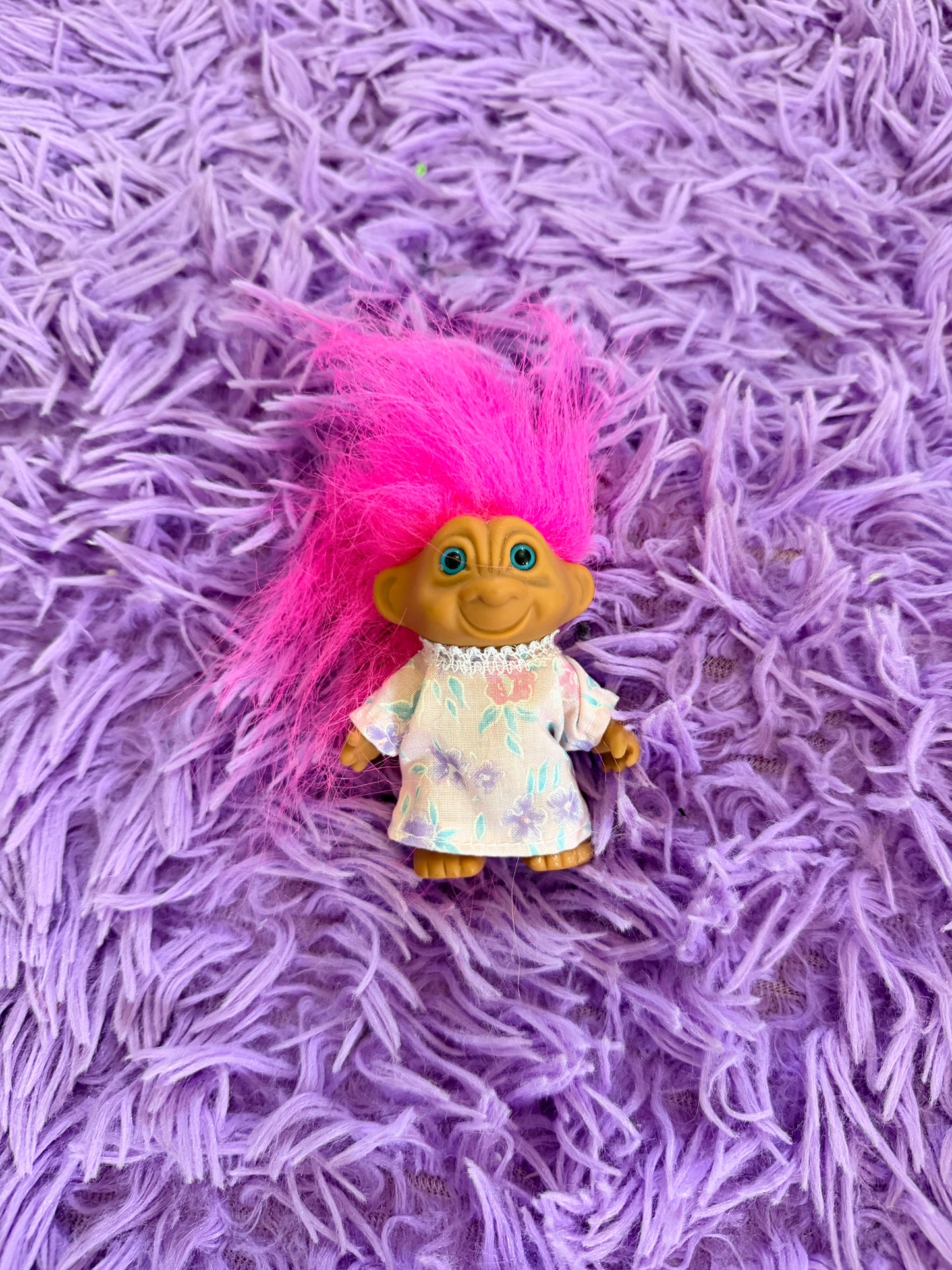 Pink hair troll doll