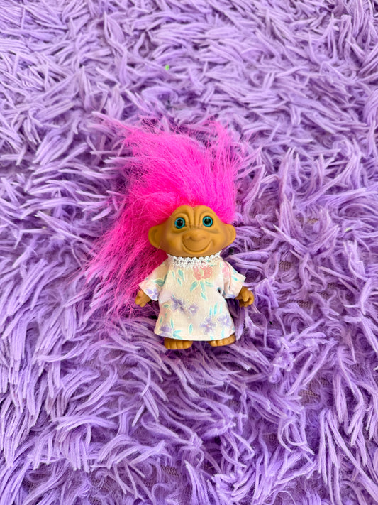 Pink hair troll doll