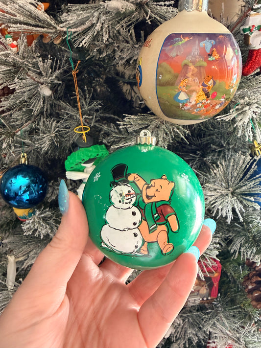 Winnie the Pooh and snowman ornament