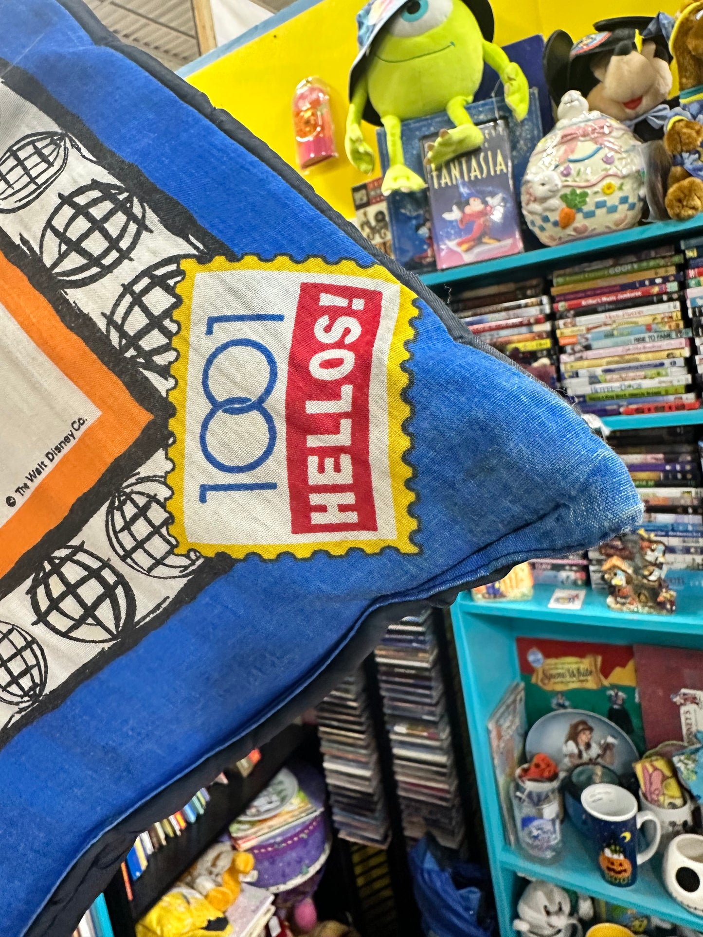 Vintage Mickey Mouse World Tour Pillow