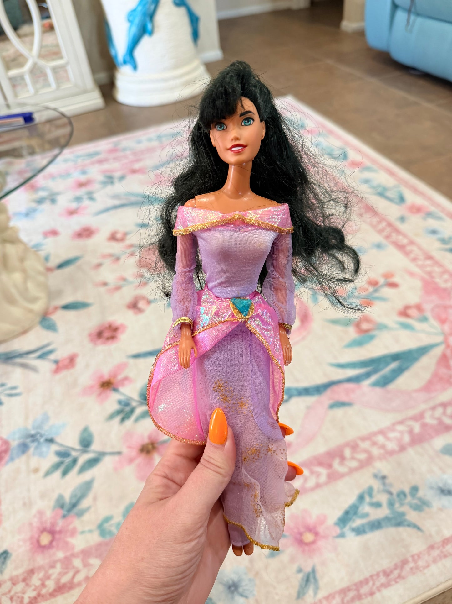 Esmeralda Barbie dressed in Princess Jasmine outfit