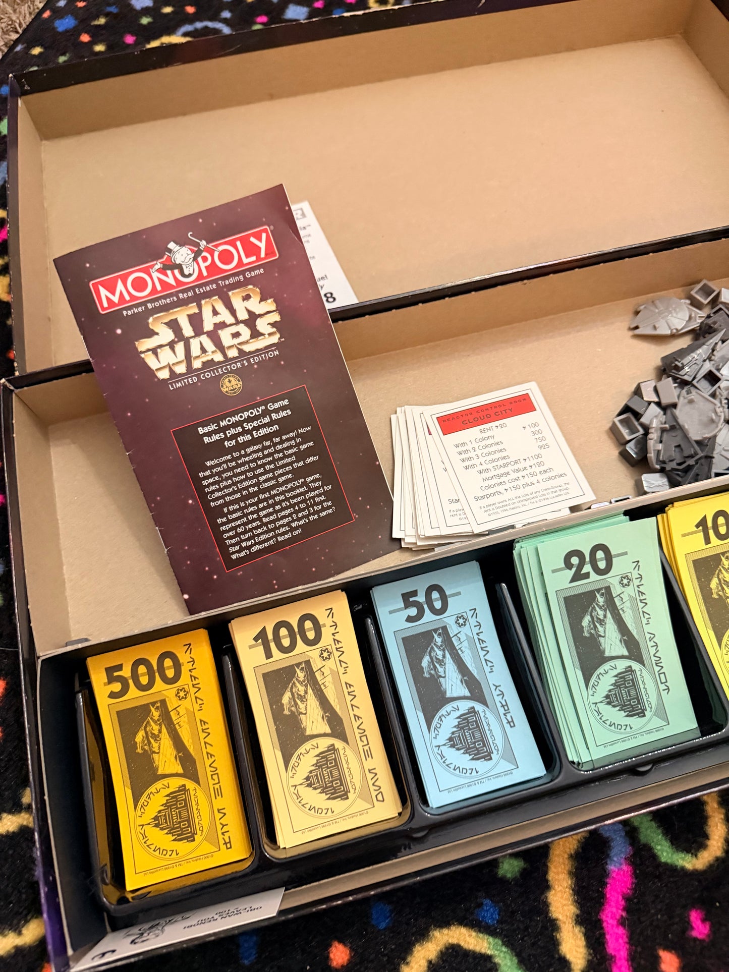 Star Wars Monopoly 1997 Limited Collectors 20th Anniversary Edition Opened game - with pieces