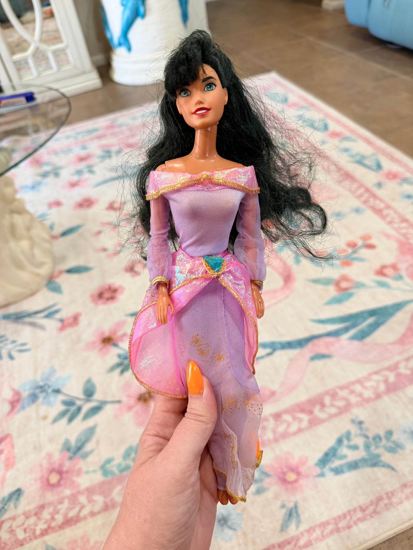 Esmeralda Barbie dressed in Princess Jasmine outfit