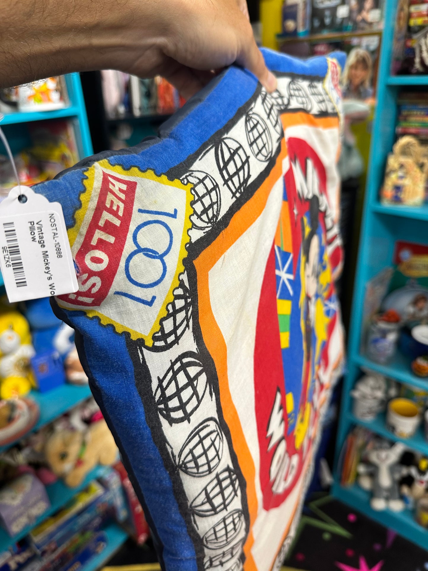 Vintage Mickey Mouse World Tour Pillow