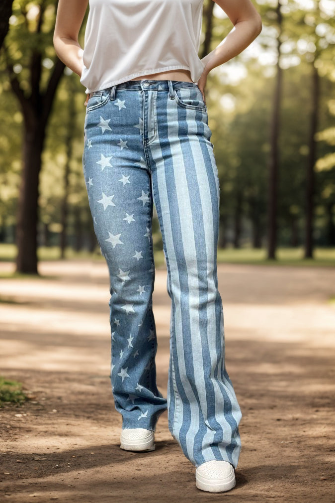 STARS AND STRIPES FLARE JEANS