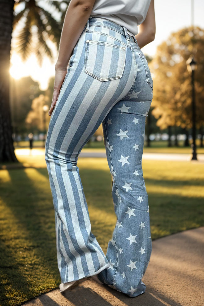 STARS AND STRIPES FLARE JEANS