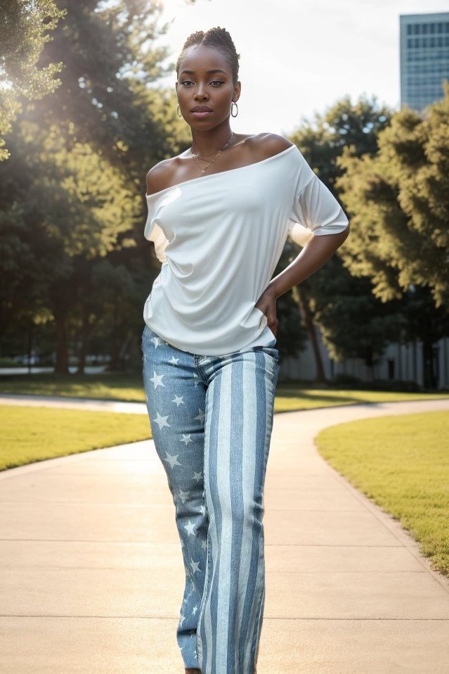 STARS AND STRIPES FLARE JEANS