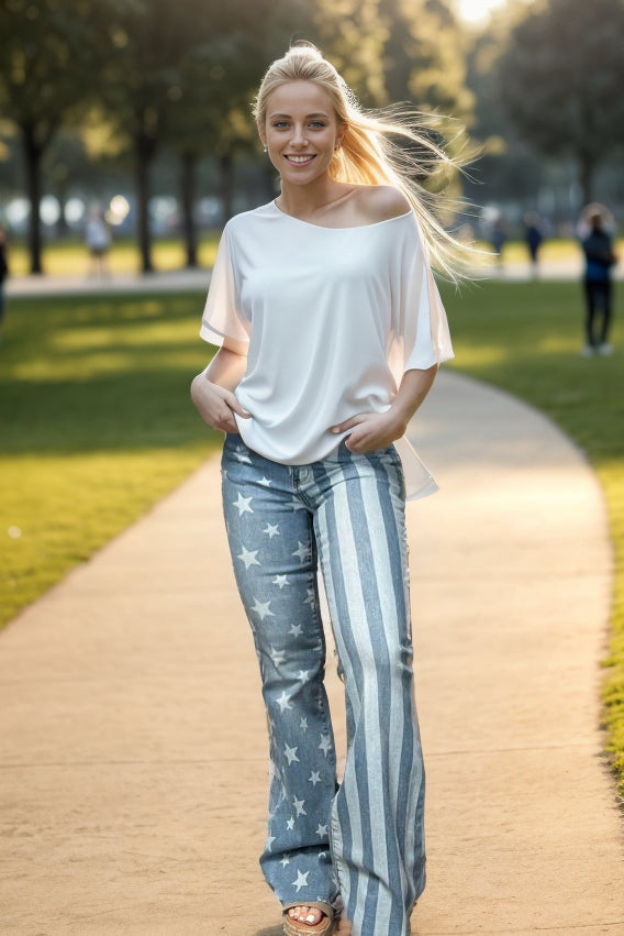 STARS AND STRIPES FLARE JEANS