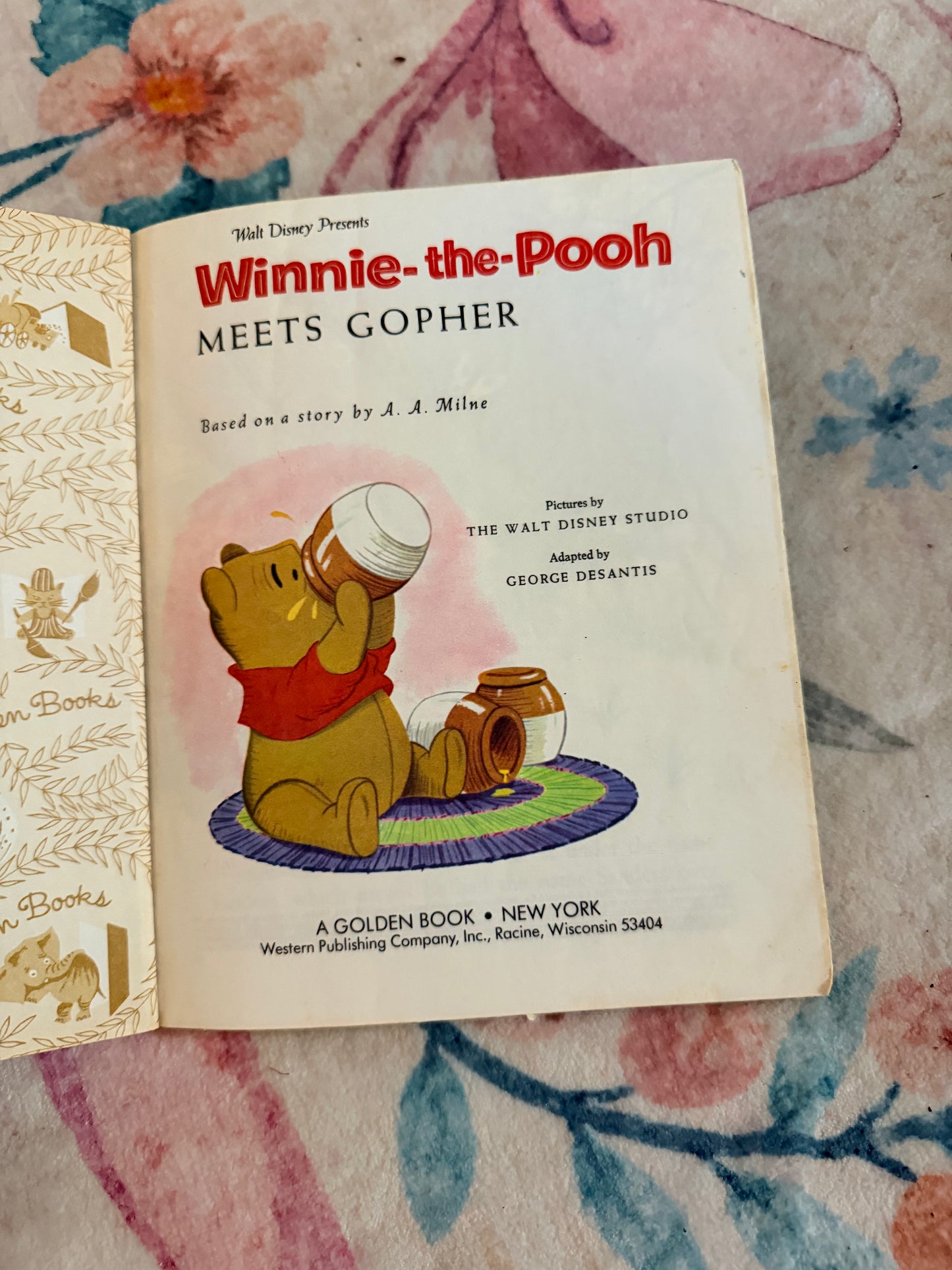 Winnie the Pooh meets gopher Goldenbook