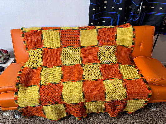 1970s Pumpkin Patch Granny Sampler Blanket