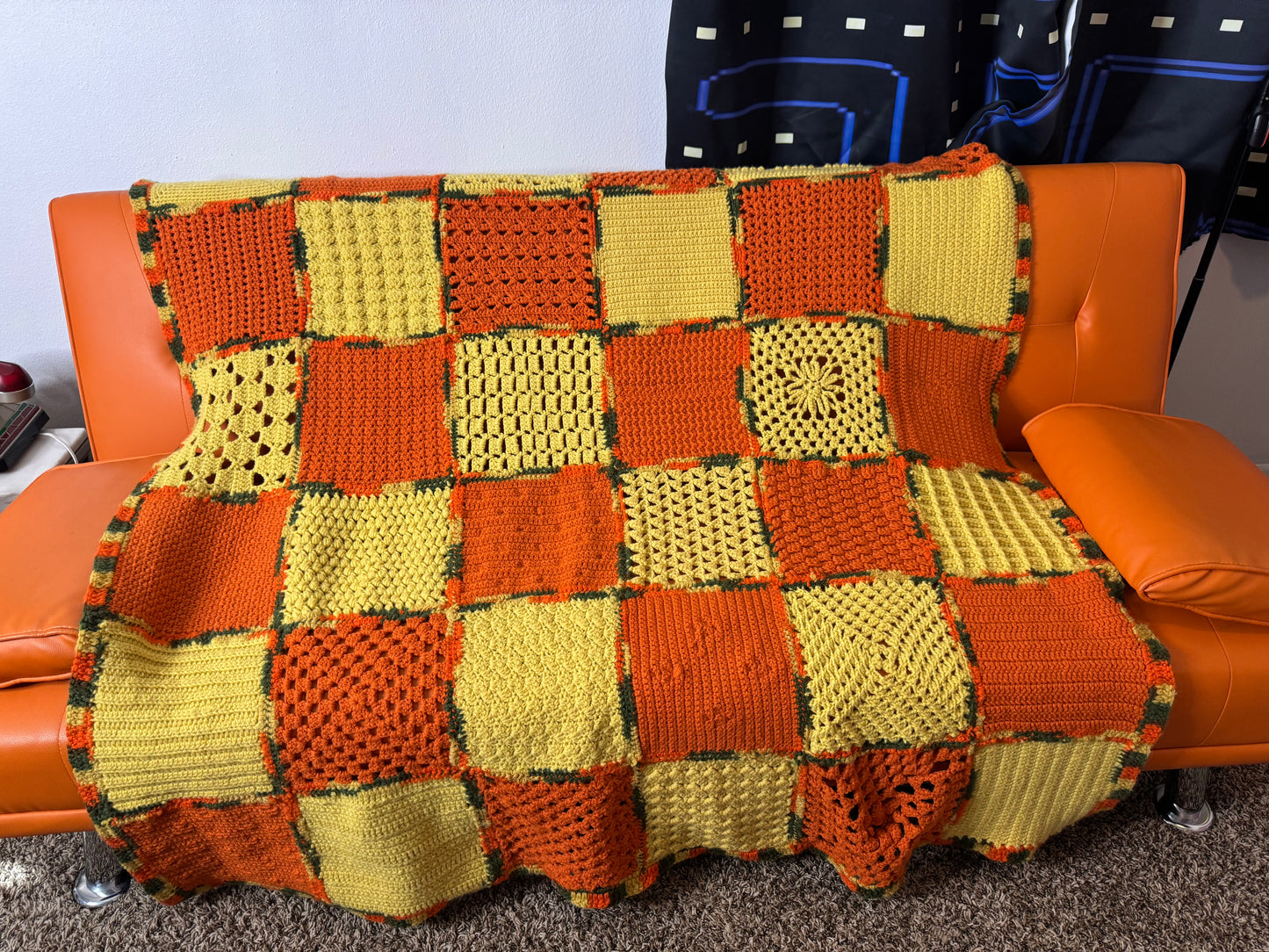 1970s Pumpkin Patch Granny Sampler Blanket